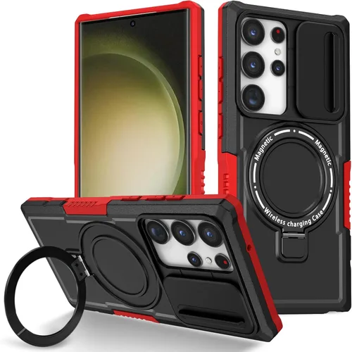 Vista 45 de Funda magnética para Samsung Galaxy Note 20 Ultra, soporte para teléfono, funda protectora mate a prueba de golpes, funda protectora para teléfono