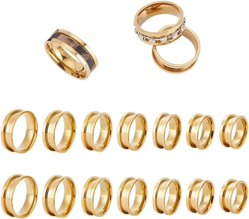 Vista 10 de UNICRAFTALE Anillo de acero inoxidable con núcleo en blanco, ajuste de anillo de dedo en blanco para incrustaciones, anillo de dedo ranurado, anillo