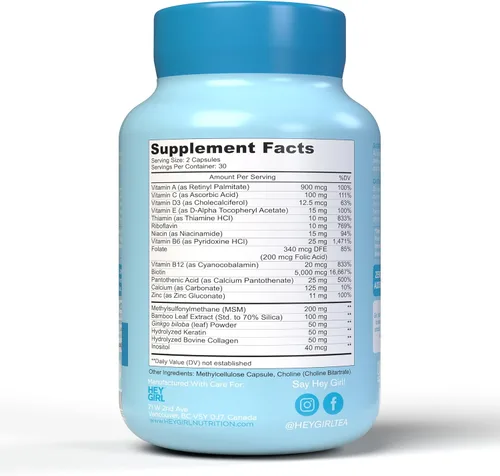 Vista 2 de Vitaminas para el cabello para ayudar a adelgazar y caer – Suplemento capilar para hacer crecer el cabello más rápido, más fuerte y tener una piel