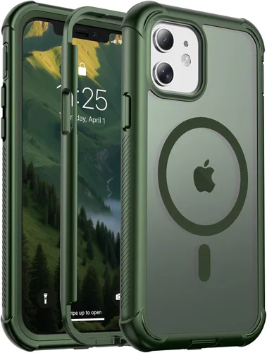 Vista 27 de jaroco - Funda magnética compatible con MagSafe para iPhone 11 de 6.1 pulgadas; protección de grado militar contra caídas, de doble capa