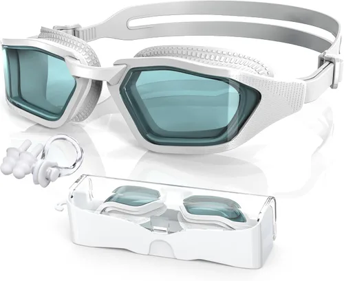 Vista 8 de Greatever Sleek Swim Goggles Unisex-Adult, UV400 Protection Swimming Goggles, HD Wide View Goggles, Anti Fog No Leakage