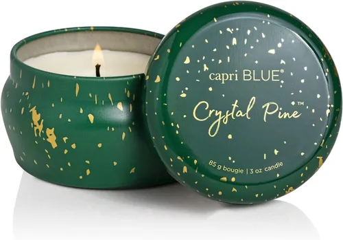 Vista 28 de Capri Blue Glimmer Mini Tin - Vela perfumada a manzana con mini portavelas, mezcla de cera de soja, Capri Blue Apple Cider Social Red and Gold