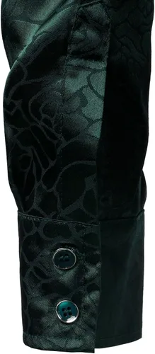 Vista 6 de ZEROYAA Camisas de vestir con botones de manga larga y estampado floral de jacquard rosa satinado brillante para hombre para fiesta de graduación