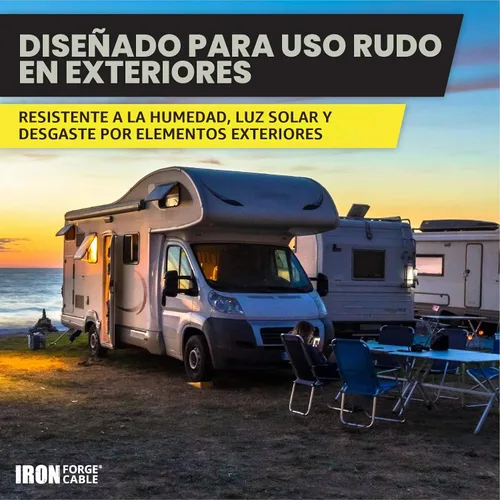 Vista 4 de Cable Iron Forge de 50 amperios a 15 Amp RV Y adaptador, 14-50P a 2X 5-15R, STW