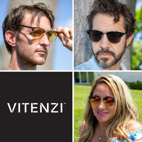 Vista 6 de VITENZI Gafas de sol bifocales para hombres y mujeres, lentes de lectura semi sin montura tintadas con lectores - Tivoli