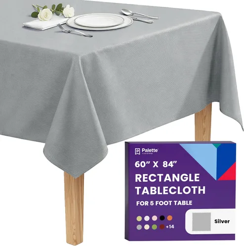 Vista 29 de Gee Di Moda - Mantel rectangular de 60 x 84 pulgadas – Mantel rectangular de poliéster lavable para mesa de 5 pies