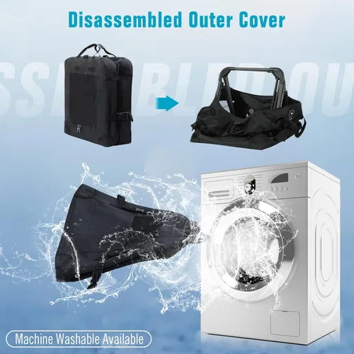 Vista 7 de PEGIC - Transportador extragrande para gatos, color negro Soft Sided Collapsible, For 2 Kittens or Large Cat, Up to 50lbs, Car Travel, Indoor and