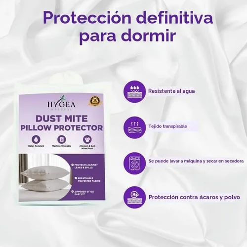 Vista 2 de Hygea - Juego de 2 protectores de almohada para ácaros y alérgenos