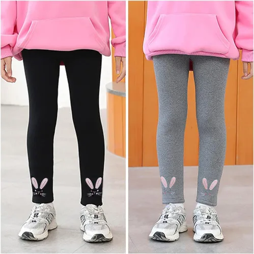 Vista 7 de Leggings de invierno para niñas pequeñas, con forro polar, básicos, de algodón grueso, térmicos, pantalones de longitud completa, ropa para niños