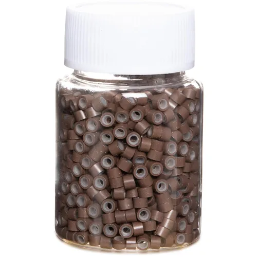 Vista 7 de Anillas de microenlace de 4 mm con forro de silicona, cuentas de oropel para extensiones de pelo, 300 unidades, color negro