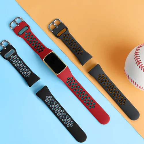 Vista 4 de Maledan Compatible con Correas Fitbit Charge 5/Correas Fitbit Charge 6 para Hombres Mujeres, Correa Deportiva de Silicona para Muñeca para Negro