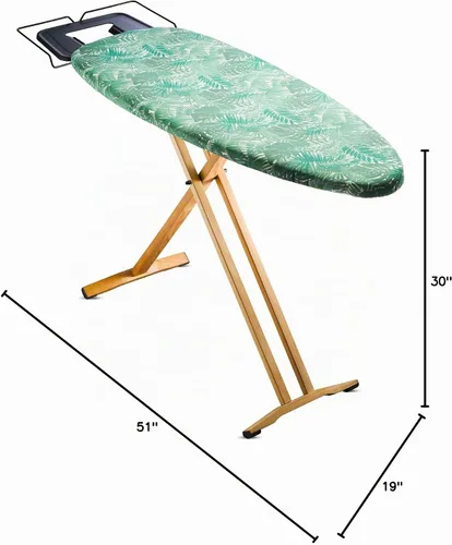 Vista 9 de Bartnelli Pro Luxury - Tabla de planchar con patas de madera de haya extra anchas de 51x19 pulgadas, con soporte para plancha de vapor de alta
