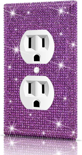 Vista 13 de Dengduoduo Placas de pared, cubierta decorativa para interruptor de luz, cubiertas decorativas de tomacorrientes, diamantes de imitación plateados
