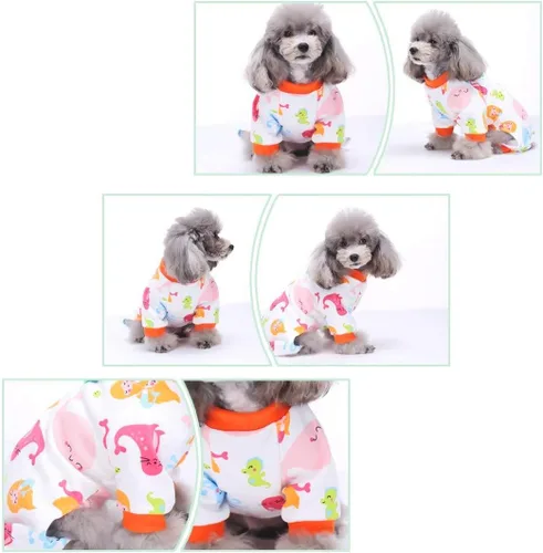 Vista 4 de Paquete de 2 ropa para mascotas y cachorros, lindos pijamas de algodón para perros, mamelucos de algodón, monos para gatos, ropa acogedora