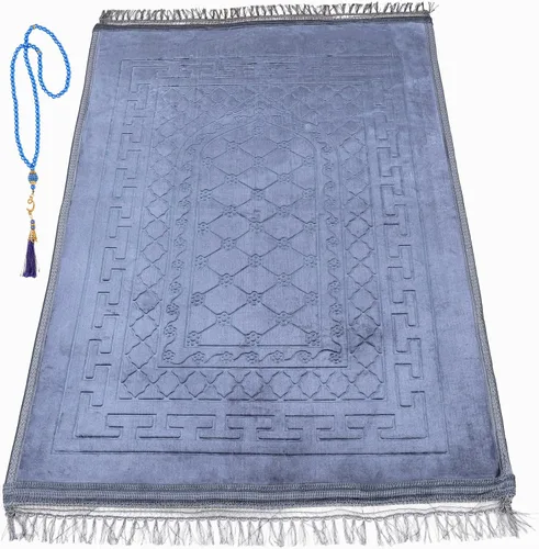 Vista 25 de Alfombra de oración – Alfombra turca Janamaz Sajada de felpa suave para hombres y mujeres, alfombrilla de oración lisa y sólida, regalo de Ramadán