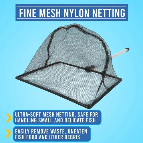 Vista 4 de Long Handle Fine Net Fish Tank Net – Retractable 24 inches