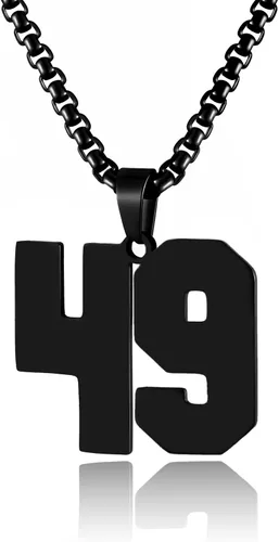Vista 176 de Collar de Número Dorado para Hombre, Cadena de Acero Inoxidable con Colgante de Número para Atletas, Joyería Deportiva Personalizada para Niños