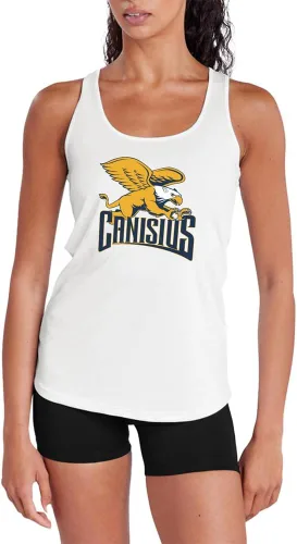Vista 430 de Camiseta deportiva sin mangas oficial de NCAA Collegiate para mujer, con espalda cruzada, colección con logotipo primario