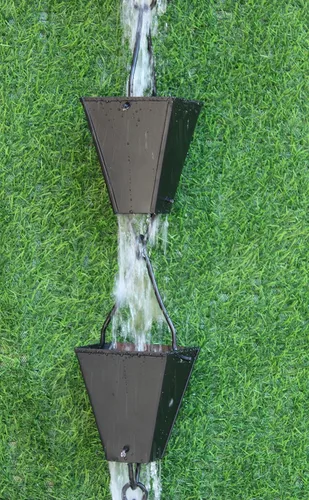 Vista 7 de KAM Home - Cadena de lluvia de copas cuadradas cónicas de bronce con kit de instalación (negro, 8.5)