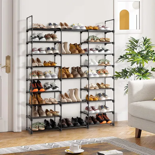 Vista 4 de Organizador de zapatos, organizador de 9 niveles para zapatos, organizador de zapatos para entrada, con capacidad para 50-55 pares de zapatos