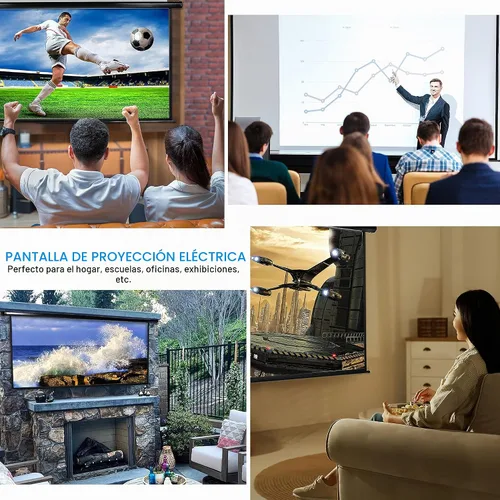 Vista 4 de Kayle Pantalla de proyector motorizada de 110 pulgadas, pantalla de proyección automática diagonal eléctrica, pantalla de películas HD para cine