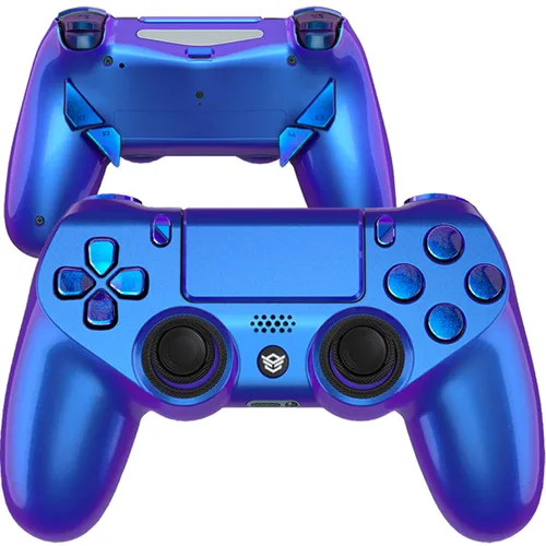 Vista 5 de HEXGAMING NEW EDGE Wireless Controller Compatible with ps4-4 Back Buttons, 6 Profiles, Hair Triggers, Swappable Thumbsticks - Black Red