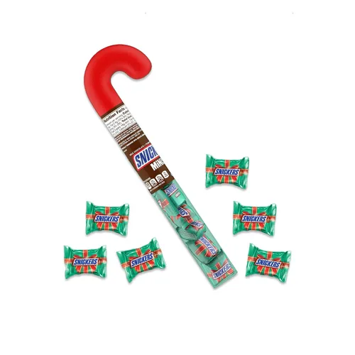 Vista 3 de Snackivore Mini Snickers - Tubo de bastón de caramelo, tubo de bastón de caramelo relleno de Skittles de Navidad y tubo de bastón de caramelo