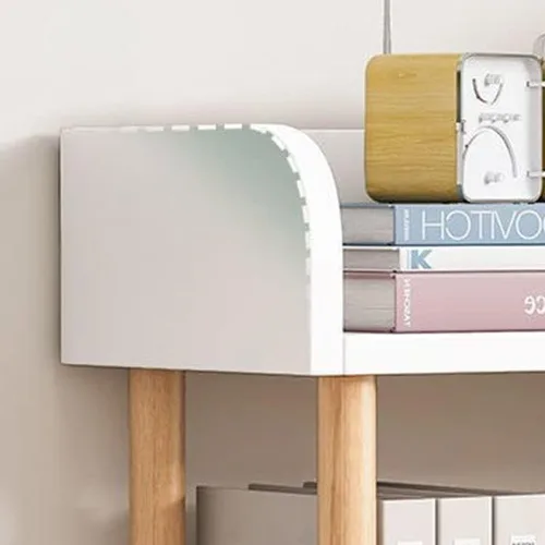 Vista 5 de Estantería de 3 niveles, estantería estándar para el hogar, moderna estantería de madera con estantes rectangulares para dormitorio, oficina Blanco