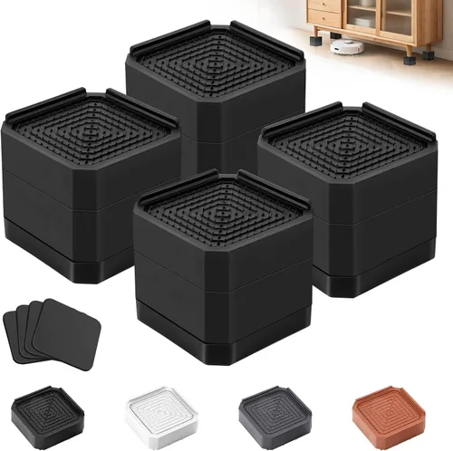 Vista 18 de Elevadores de cama para muebles – Elevador de bloque rectangular ajustable para elevar 1.5-3 pulgadas y 4.3 pulgadas camas, mesas, sofás