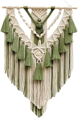Vista 10 de BMIDRUT Tapiz colgante de macramé tejido bohemio, arte de pared hecho a mano, tapiz de macramé para decoración de pared del hogar, frontón de pared