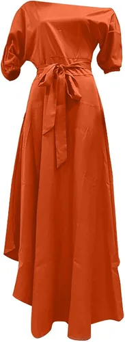 Vista 3 de Vestidos para mujer 2022 acampanado babydoll con manga abombada cuello alto espalda descubierta vestido de cintura alta vestido midi suelto vestidos