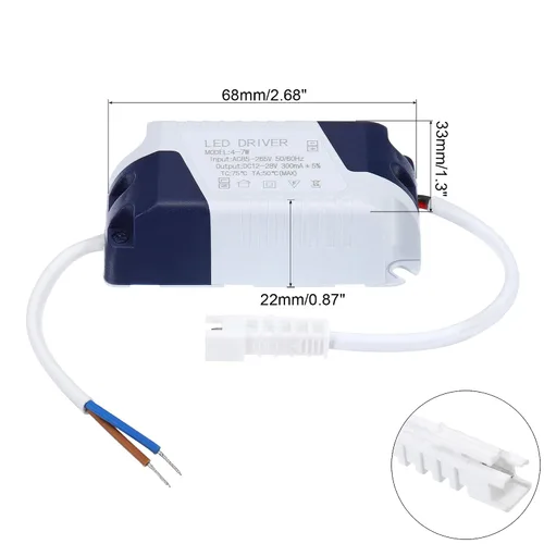 Vista 2 de PATIKIL 4-7W 300mA LED Driver, 2pcs AC 85-265V Salida 12-28V DC Conector Macho Conector Rectificador de Corriente Constante Transformador Fuente