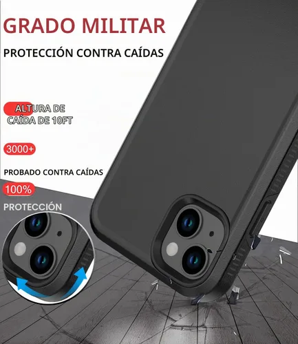 Vista 2 de Diverbox Funda para iPhone 14 [a prueba de golpes] [a prueba de caídas] [protector de pantalla de vidrio templado], funda de protección resistente