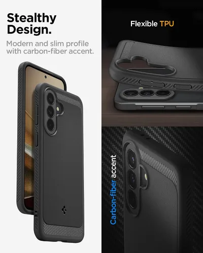 Vista 7 de Spigen Funda para Galaxy A37 5G, blindaje resistente [protección de grado militar] - negro mate
