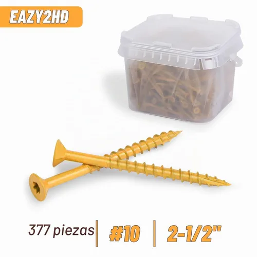 Vista 2 de Eazy2hD Tornillos de madera para exteriores # 10 x 2-1/2", tornillos para terraza T25 Star Torx Drive, 377 PCS tornillos autorroscantes de acero
