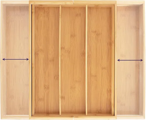 Vista 6 de Totally Bamboo Organizador de cajones expandible de 5 compartimentos, se expande de 13 a 22 pulgadas de ancho 5 spacious compartments organize