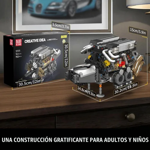 Vista 6 de Mould King Juegos de bloques de construcción de motor 10131 W16, kit de modelo de motor V8 que funciona, construye tu propio motor de modelo STEM
