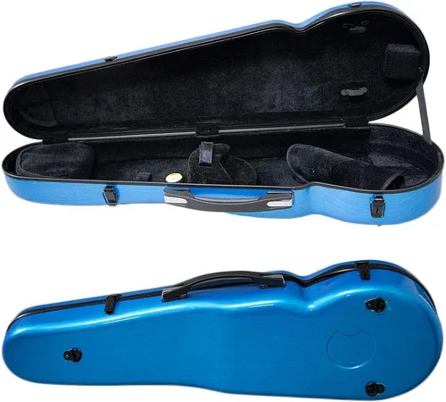 Vista 2 de PAITITI Violín en forma de tamaño completo durable Super Light fibra de vidrio caso con higrómetro Backpackable (azul)