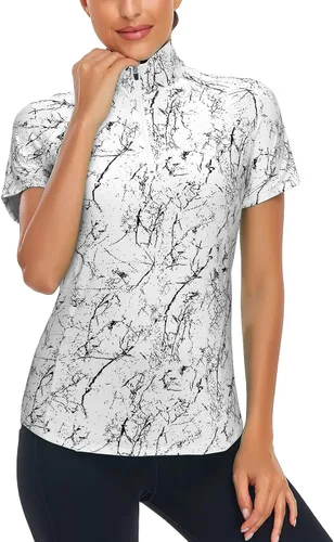 Vista 3 de LURANEE Camisas atléticas de manga corta que absorben la humedad para mujer