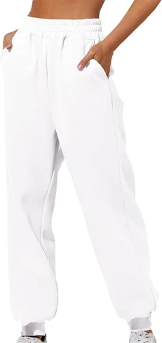 Vista 5 de Pantalones deportivos para mujer, cintura alta, con bolsillos, para negocios, casual, color liso, con estampado degradado, talla grande