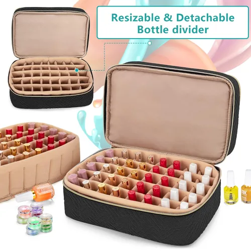 Vista 3 de BAFASO Organizador de esmalte de uñas con capacidad para 40 botellas (0.5 onzas líquidas), estuche de esmalte de uñas con secciones