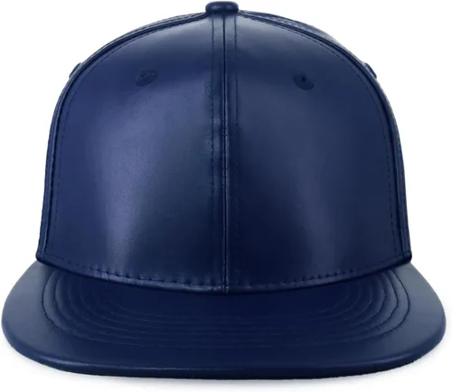 Vista 2 de CHOK.LIDS Sombreros de ala plana de cuero de la PU para hombres y mujeres Hip Hop Baseball Snapback Sombreros en blanco Pantera Sólido Negro