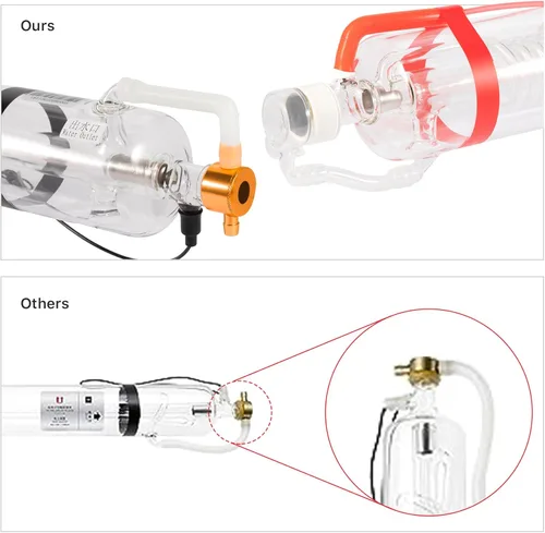 Vista 5 de Cloudray Tubo láser 40W 720mm Diá.50mm, Tubo láser CO2 grabador 45W, Cable preconectado con revestimiento, Tubo CO2 de 40 vatios con cabezal