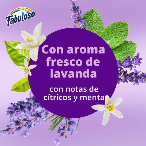 Vista 4 de Fabuloso Limpiador multiusos y limpiador de suelos, concentrado 2 veces, aroma a lavanda, 56 onzas líquidas