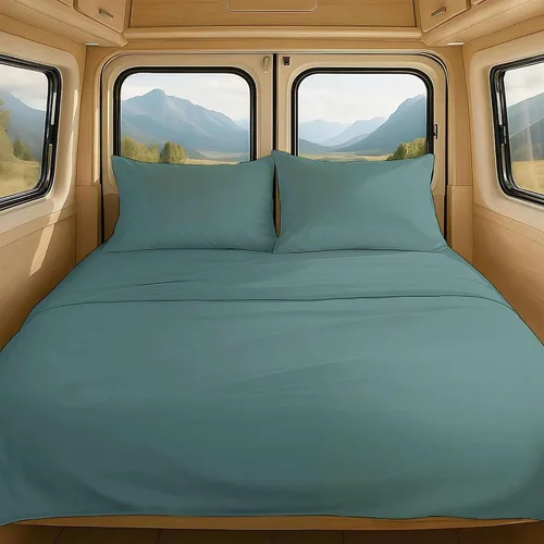 Vista 19 de NON Sticky cotton Juego de sábanas cortas de algodón egipcio de alta calidad para caravana, 4 piezas, bolsillo profundo de 12 pulgadas, suave, fácil