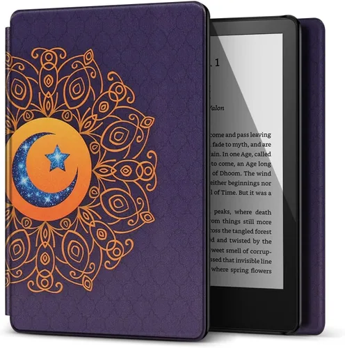 Vista 17 de TNP - Funda delgada para Kindle de 6 pulgadas para 11ª generación 2024/2022, flores de almendro Funda delgada de cuero sintético con diseño