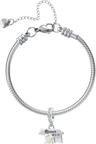 Vista 2 de Abalorios con diseño de amor, mamá, oso, madre, hija, mascota, para Pandora, pulsera, collar, regalo para el día de la madre, Cobre, Cobre