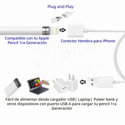 Vista 2 de ForApple - Cargador de bolígrafo (1 unidad, 1 pie) para Apple Pencil de 1ª