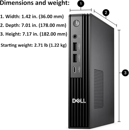 Vista 4 de Dell Pro Micro Plus Mini PC (Próxima Generación OptiPlex 7000 MFF), Computadora de Escritorio de Negocios AI PC, Intel 14-Core Ultra 5 235T