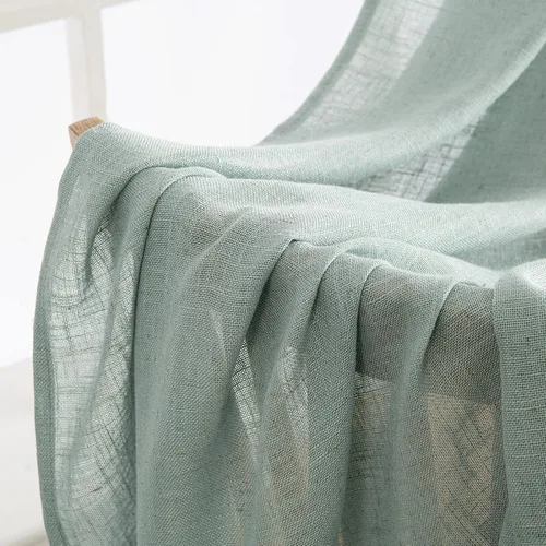 Vista 6 de MIULEE Cortinas de lino verde mar de 84 pulgadas de largo para dormitorio y sala de estar, cortinas de ventana con textura de lino suave y grueso